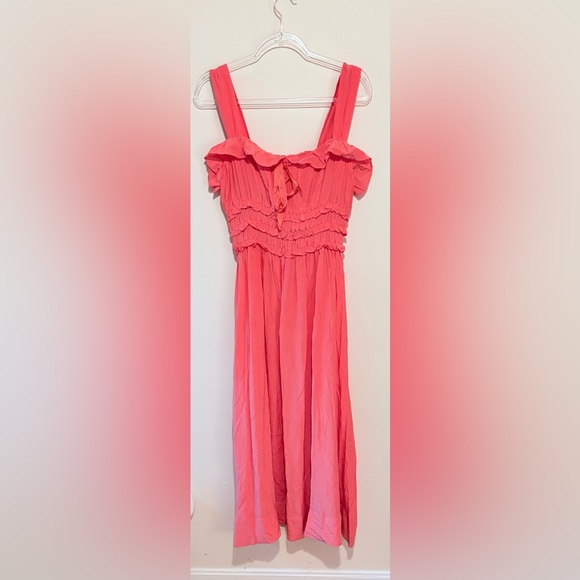New Doen Carolynn midi dress in coral rose - Picture 5 of 10